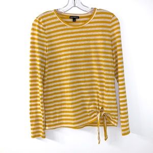 Jcrew side tie yellow white stripe shirt size S